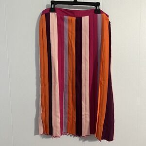 Motto Women's 10 Multicolored Pleated Skirt NWOT. Pink purple, Orange